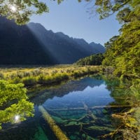 Mirror Lake, Fiordland Nationalpark, Southland, Südinsel, Neuseeland