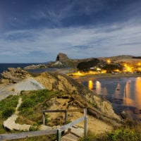 Castle Point Leuchtturm im Mondlicht, Wellington, Nordinsel, Neuseeland